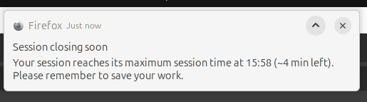 Browser-Benachrichtigung für die maximale Session-Dauer